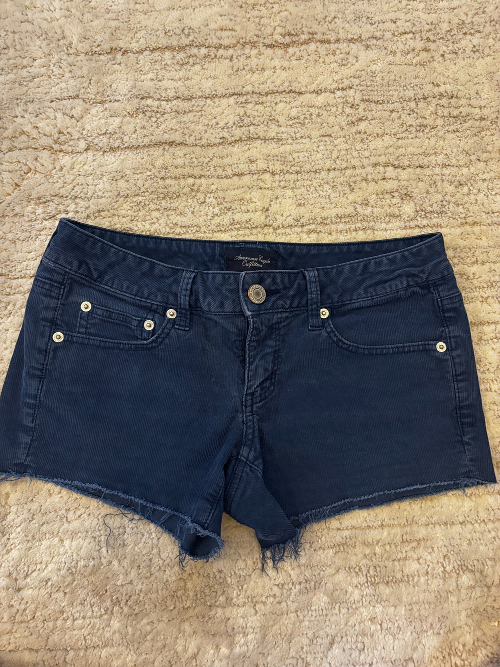 American Eagle Outfitters Corduroy Shorts Stretch Navy Size 6 Y2K